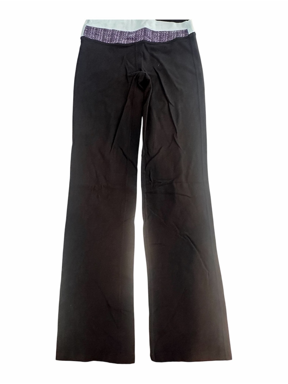 lululemon athletica Black Boot-Cut Flare Pants with Purple Waistband